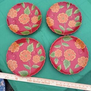 Temp-tations by Tara Poppy Red 10" Plates Set‎ of 4 Floral